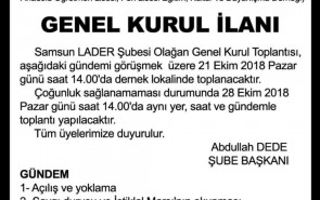 LADER SAMSUN ŞUBESİ GENEL KURULU YAPILDI 28.10.2018